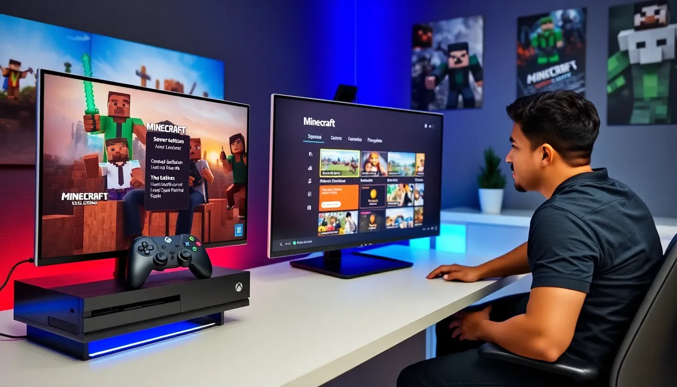 diverse gamers exploring Minecraft servers on Xbox.