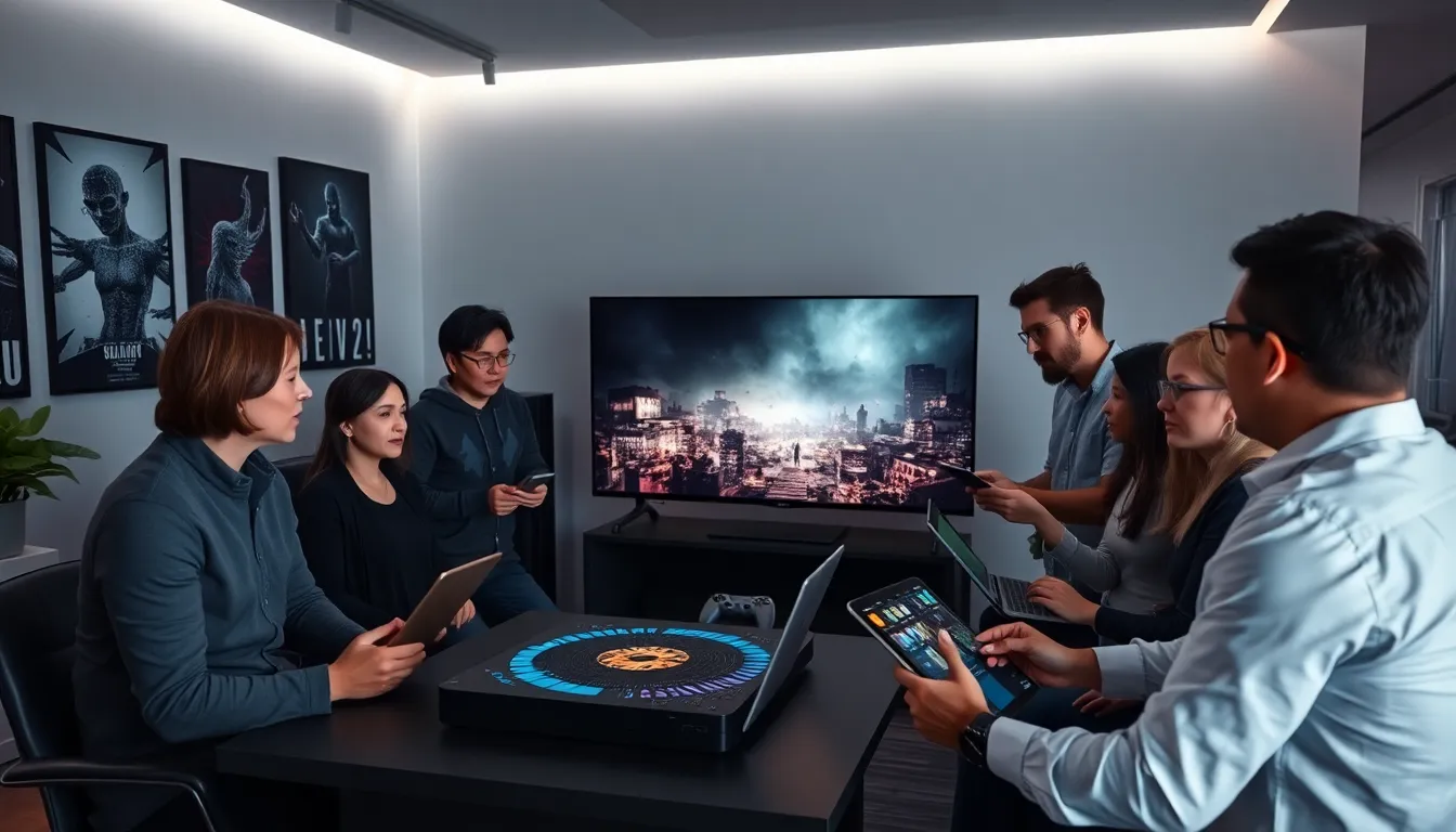 diverse team discussing the Silent Hill 2 remake in a gaming studio.